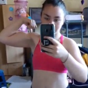 15 years old Fitness girl Viktoria Flexing biceps