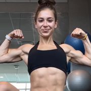 19 years old Fitness girl Isa Flexing biceps
