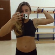 14 years old Gymnast Giovanna Flexing abs and biceps