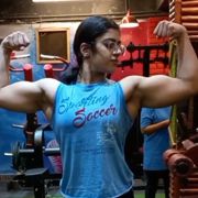 18 years old Fitness girl Shreya Flexing muscles