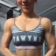 17 years old Fitness girl Corina Flexing muscles