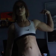 19 years old Fitness girl Delaney Flexing biceps