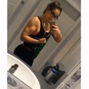 15 years old Fitness girl Lara Flexing muscles