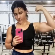 17 years old Fitness girl Daniela Flexing muscles