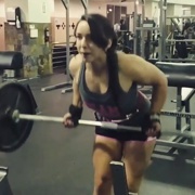 17 years old Powerlifter Heather Barbell rows