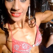 15 years old Fitness girl Karina Flexing abs and biceps