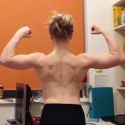 18 years old Fitness girl Clara Flexing muscles