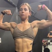 19 years old Fitness girl Isa Flexing muscles