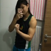 17 years old Fitness girl Cheryl Flexing muscles