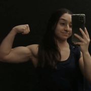 16 years old Fitness girl Amanda Flexing muscles