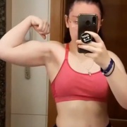 16 years old Fitness girl Viktoria Flexing biceps