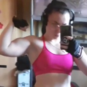 16 years old Fitness girl Viktoria Flexing biceps