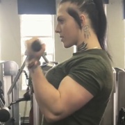 19 years old Fitness girl Aimee Biceps workout