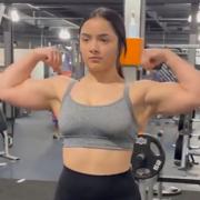 18 years old Fitness girl Maria Flexing muscles