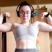 17 years old Fitness girl Viktoria Flexing biceps