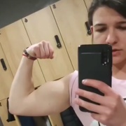 18 years old Fitness girl Nikolaya Flexing biceps