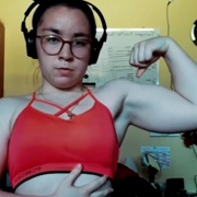 17 years old Fitness girl Viktoria Flexing muscles