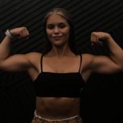 18 years old Fitness girl Haley Flexing biceps
