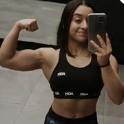 16 years old Fitness girl Amanda Flexing biceps