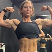 19 years old Fitness girl Isa Flexing muscles