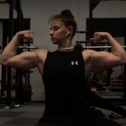 17 years old Armwrestler Nastasia Flexing muscles