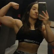 16 years old Fitness girl Amanda Flexing biceps