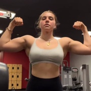 17 years old Fitness girl Natalie Flexing muscles