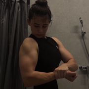 17 years old Armwrestler Nastasia Flexing muscles