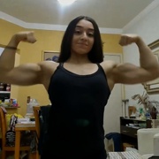 17 years old Fitness girl Amanda Flexing muscles