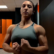 19 years old Fitness girl Martina Flexing muscles