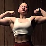 17 years old Fitness girl Maria Flexing muscles