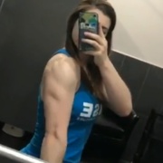 15 years old Fitness girl Sydney Flexing triceps