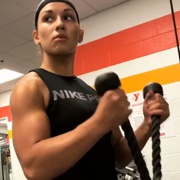 18 years old Fitness girl Maya Biceps workout