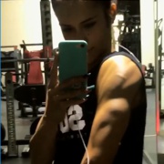 17 years old Fitness girl Beatriz Flexing triceps