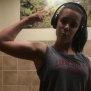 17 years old Fitness girl Mary Flexing muscles