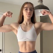 16 years old Fitness girl Sam Flexing biceps