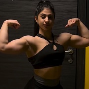 18 years old Fitness girl Paniz Flexing muscles