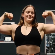 19 years old Fitness girl Jasmin Flexing muscles