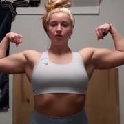 17 years old Powerlifter Rhian Flexing muscles