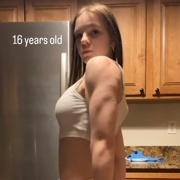 16 years old Fitness girl Sam Flexing muscles