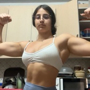 17 years old Fitness girl Cris Flexing muscles