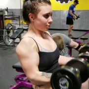 18 years old Fitness girl Jenny Biceps curls
