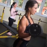 18 years old Fitness girl Kristina Biceps curls