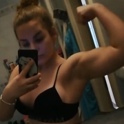 16 years old Fitness girl Barbora Flexing muscles