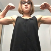 16 years old Fitness girl Delaney Flexing muscles