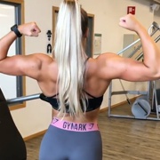 17 years old Fitness girl Julia Flexing biceps