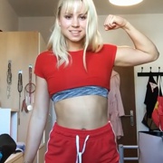 19 years old Fitness girl Susi Flexing muscles