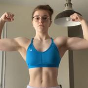 16 years old Fitness girl Sam Flexing muscles