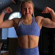 17 years old Fitness girl Caraline Flexing biceps