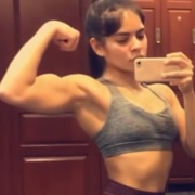 19 years old Fitness girl Claudia Flexing muscles
